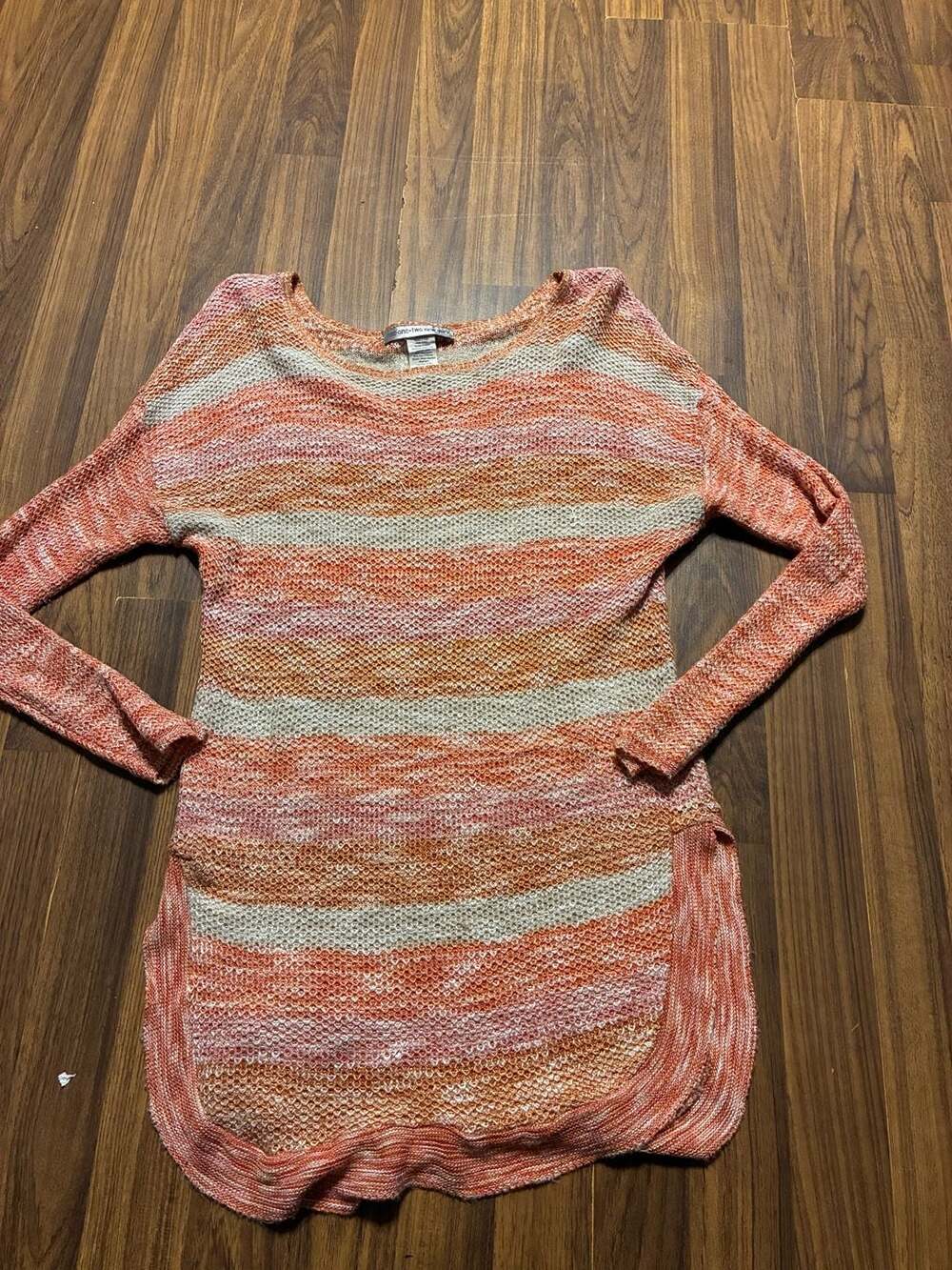 two-one-two new york Multi-Colored Space Dye Long Sleeve Side Slit Sweater